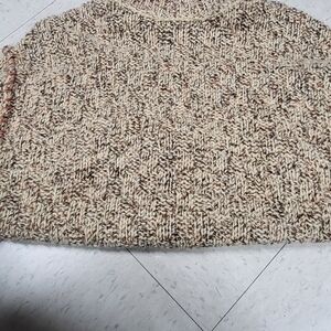 FP Movement by Free People Cream and Brown Cowl Neck Sweater